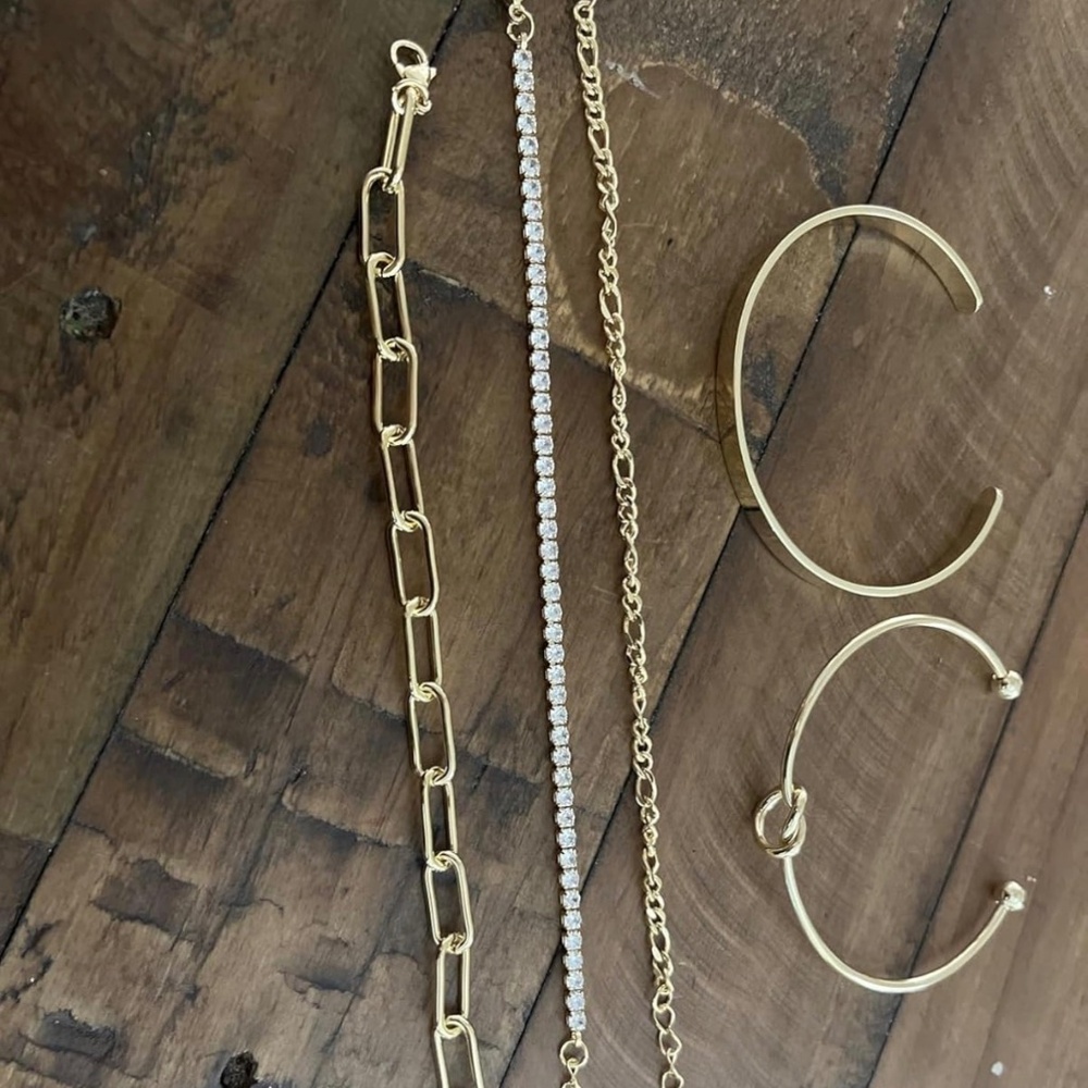 14K Gold Plated Bracelet Set | Non-Tarnish Stackable Chunky Bangles